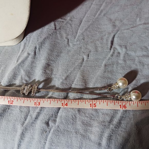Rhinestone and Pearl Lariat Necklace NWOT - Picture 8 of 10